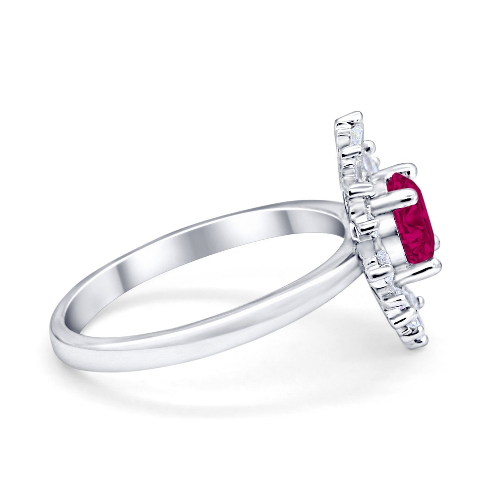 Halo Floral Style Vintage Wedding Ring Simulated Cubic Zirconia 925 Sterling Silver