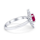 Halo Floral Style Vintage Wedding Ring Simulated Cubic Zirconia 925 Sterling Silver