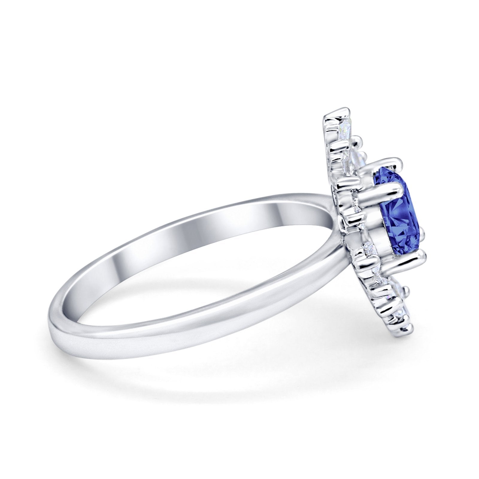 Halo Floral Style Vintage Wedding Ring Simulated Cubic Zirconia 925 Sterling Silver