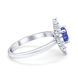 Halo Floral Style Vintage Wedding Ring Simulated Cubic Zirconia 925 Sterling Silver