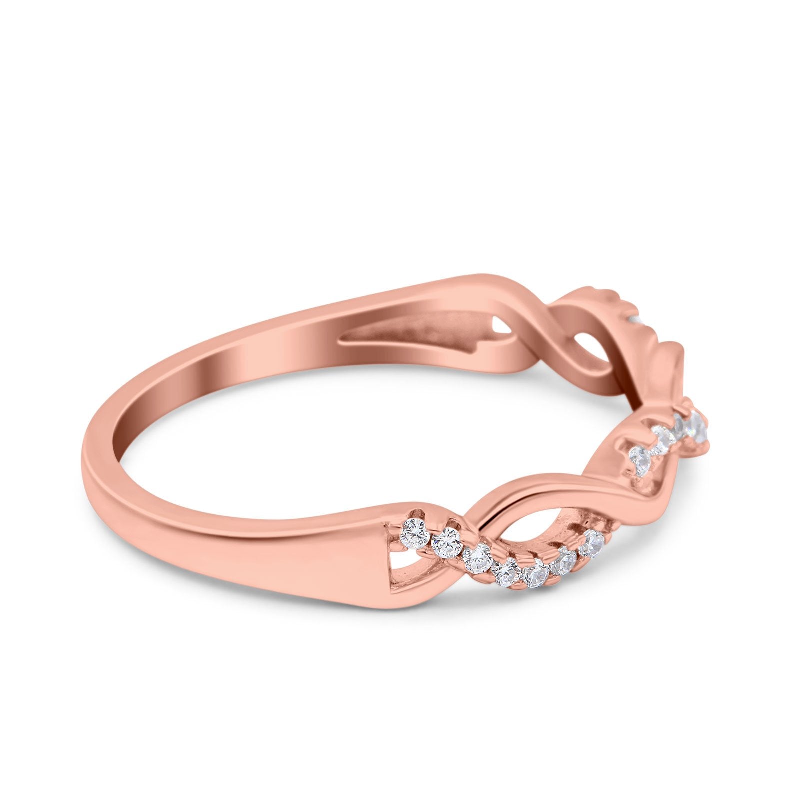 Half Eternity Infinity Twist Band Simulated Cubic Zirconia 925 Sterling Silver