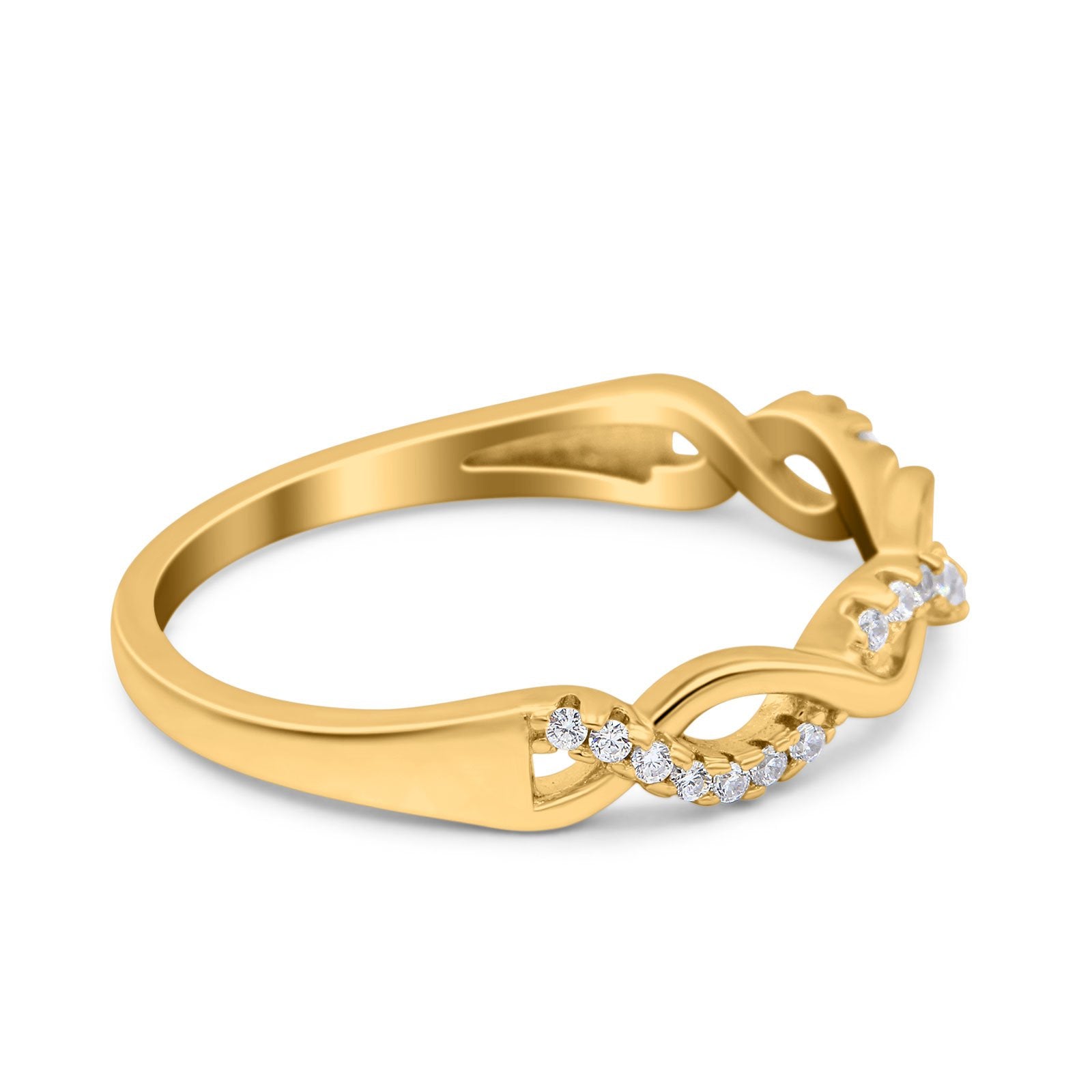 Half Eternity Infinity Twist Band Simulated Cubic Zirconia 925 Sterling Silver