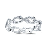 Eternity Band Engagement Wedding Ring Round Simulated Cubic Zirconia 925 Sterling Silver (4mm)