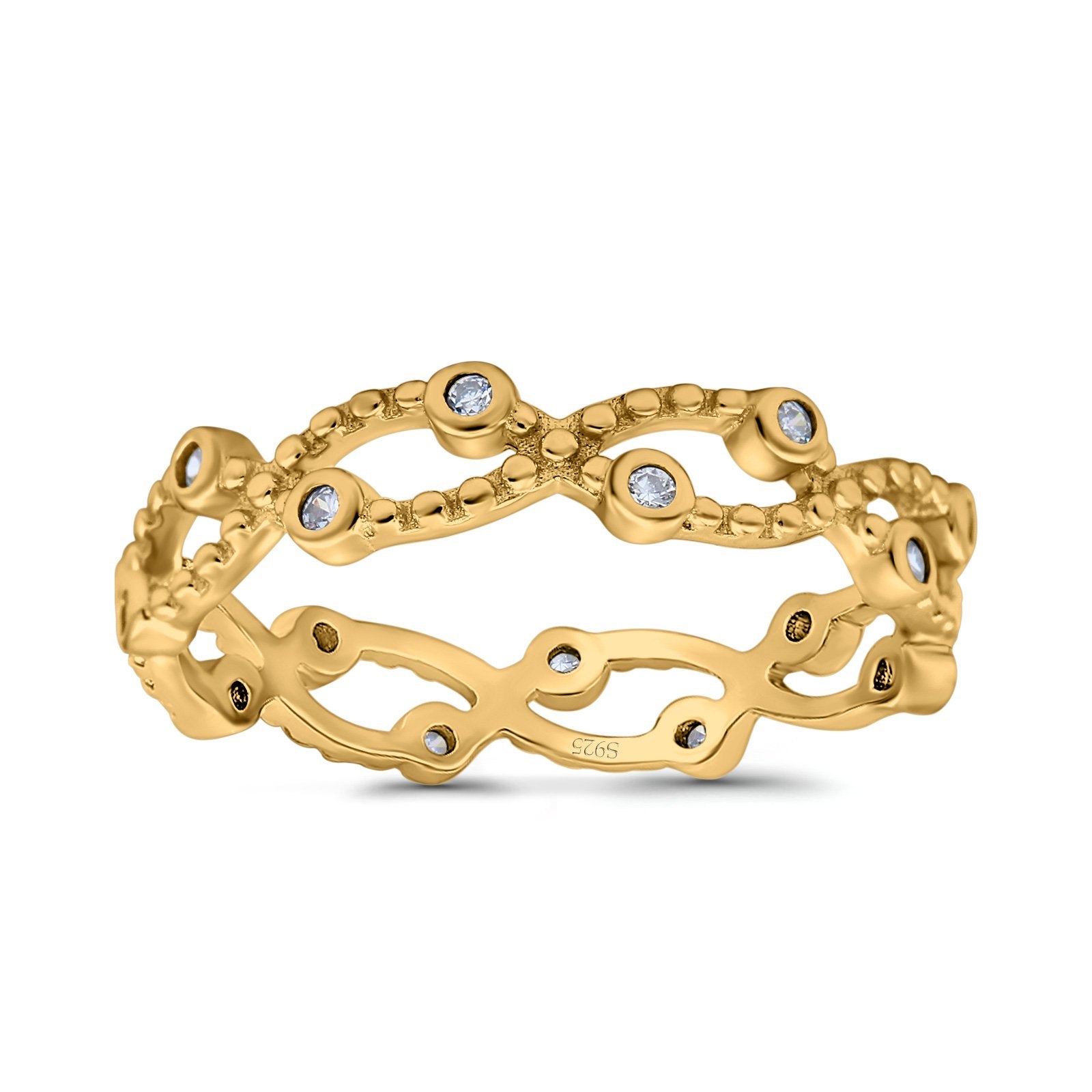 Eternity Band Engagement Wedding Ring Round Simulated Cubic Zirconia 925 Sterling Silver (4mm)