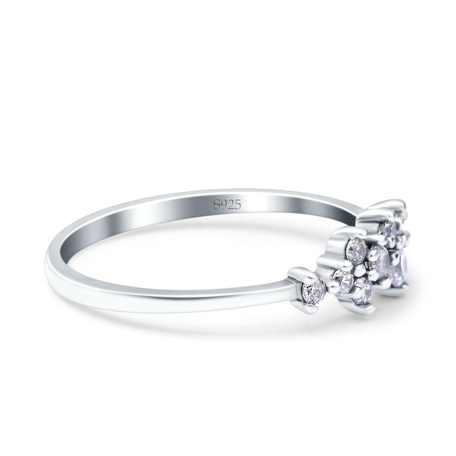 Eternity Band Engagement Wedding Ring Round Simulated Cubic Zirconia 925 Sterling Silver