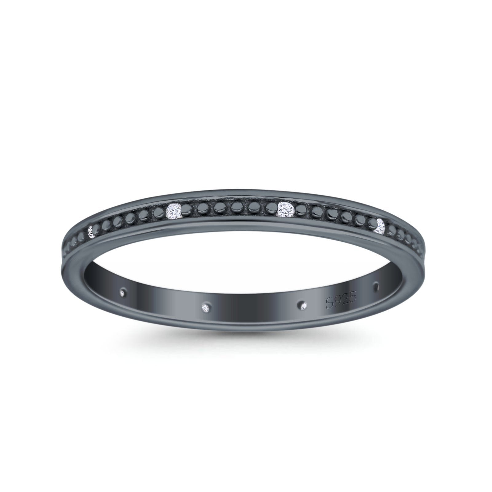 Eternity Ring Wedding Band Round Simulated Cubic Zirconia 925 Sterling Silver (2.4mm)