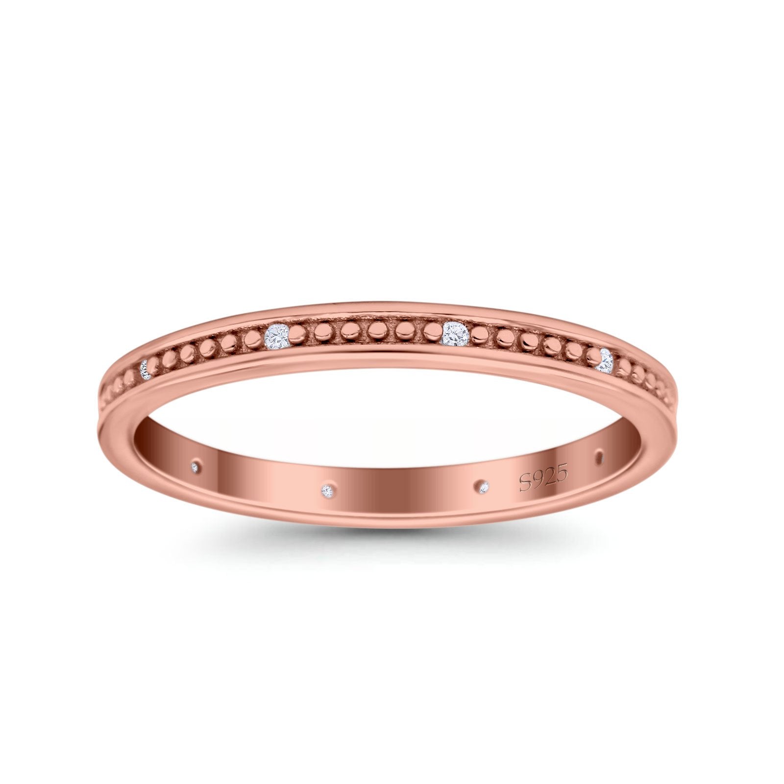 Eternity Ring Wedding Band Round Simulated Cubic Zirconia 925 Sterling Silver (2.4mm)