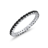 Full Eternity Wedding Band Round Simulated CZ Ring 925 Sterling Silver