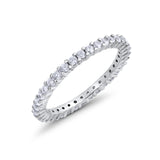 Full Eternity Wedding Band Round Simulated CZ Ring 925 Sterling Silver