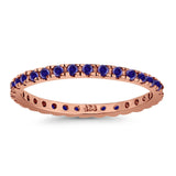 Stackable Band Ring Round Eternity Simulated CZ 925 Sterling Silver