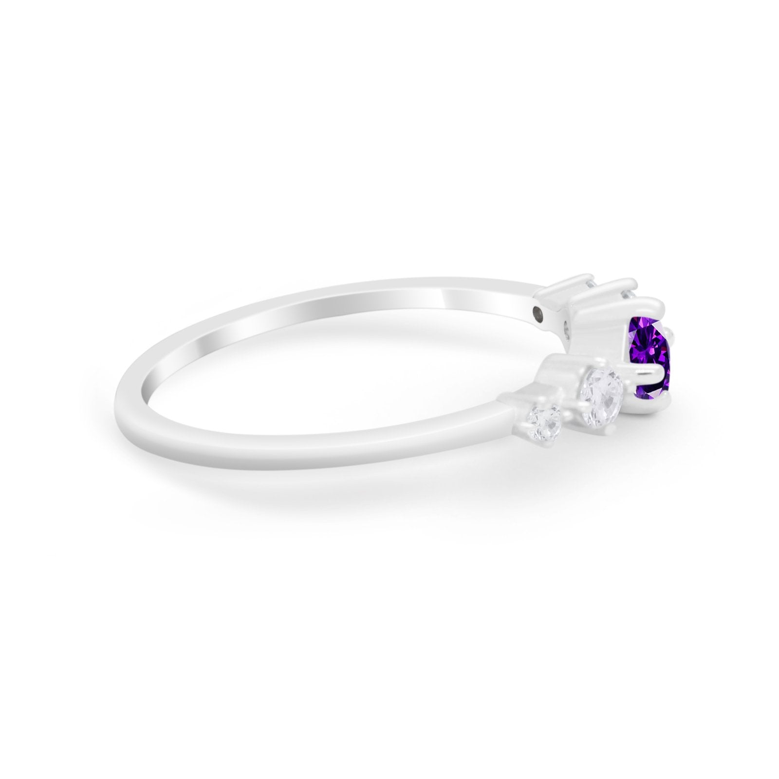 Petite Dainty Fashion Ring Round Simulated Cubic Zirconia 925 Sterling Silver