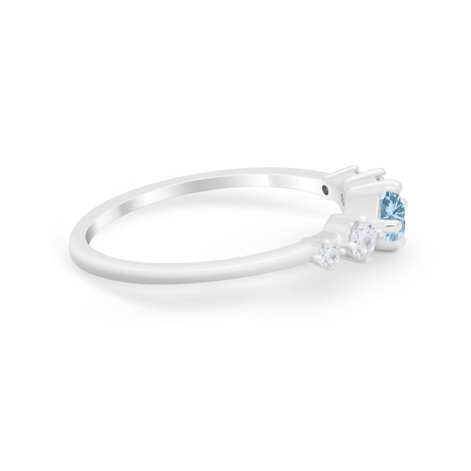 Petite Dainty Fashion Ring Round Simulated Cubic Zirconia 925 Sterling Silver