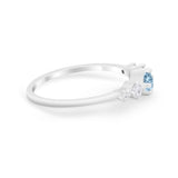 Petite Dainty Fashion Ring Round Simulated Cubic Zirconia 925 Sterling Silver