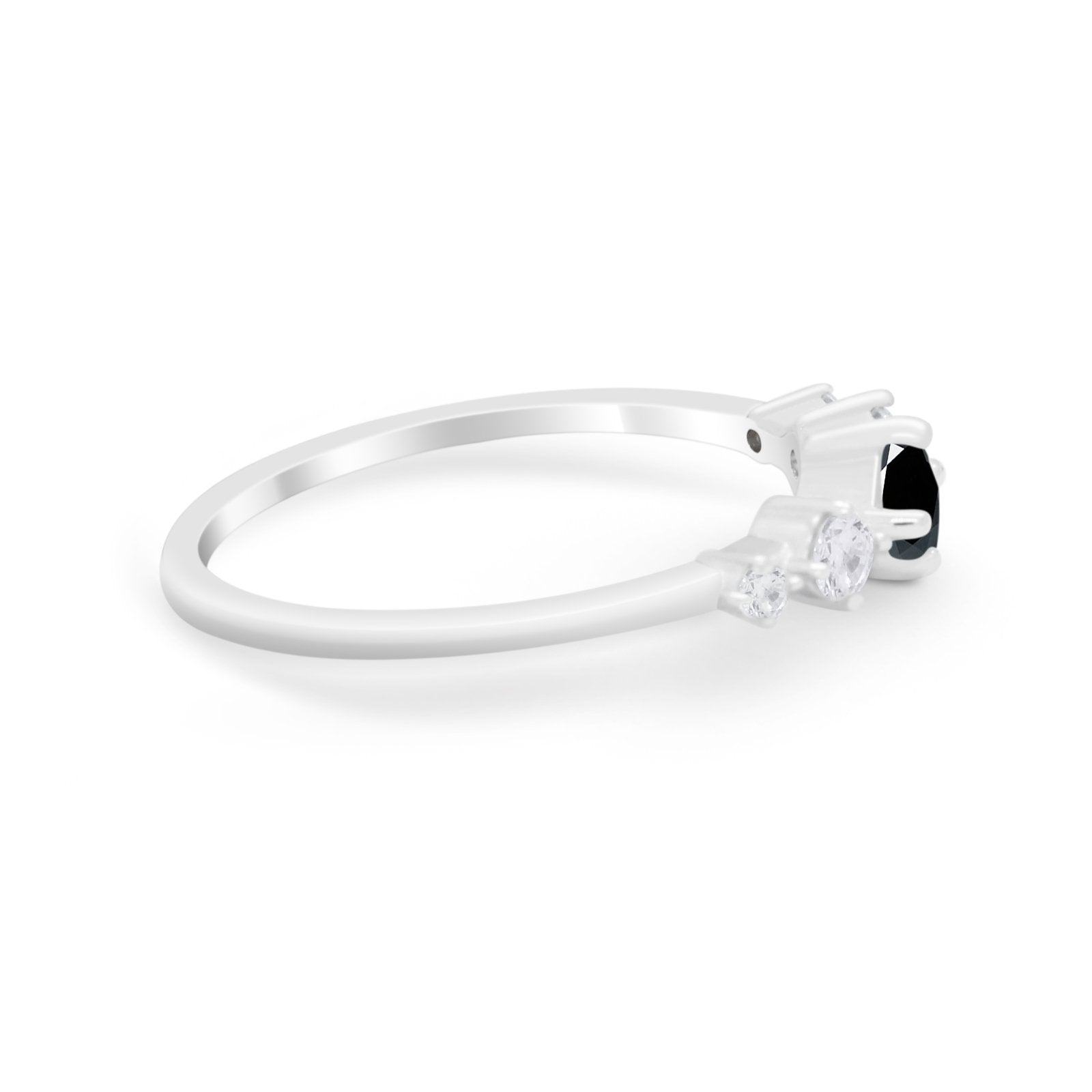 Petite Dainty Fashion Ring Round Simulated Cubic Zirconia 925 Sterling Silver