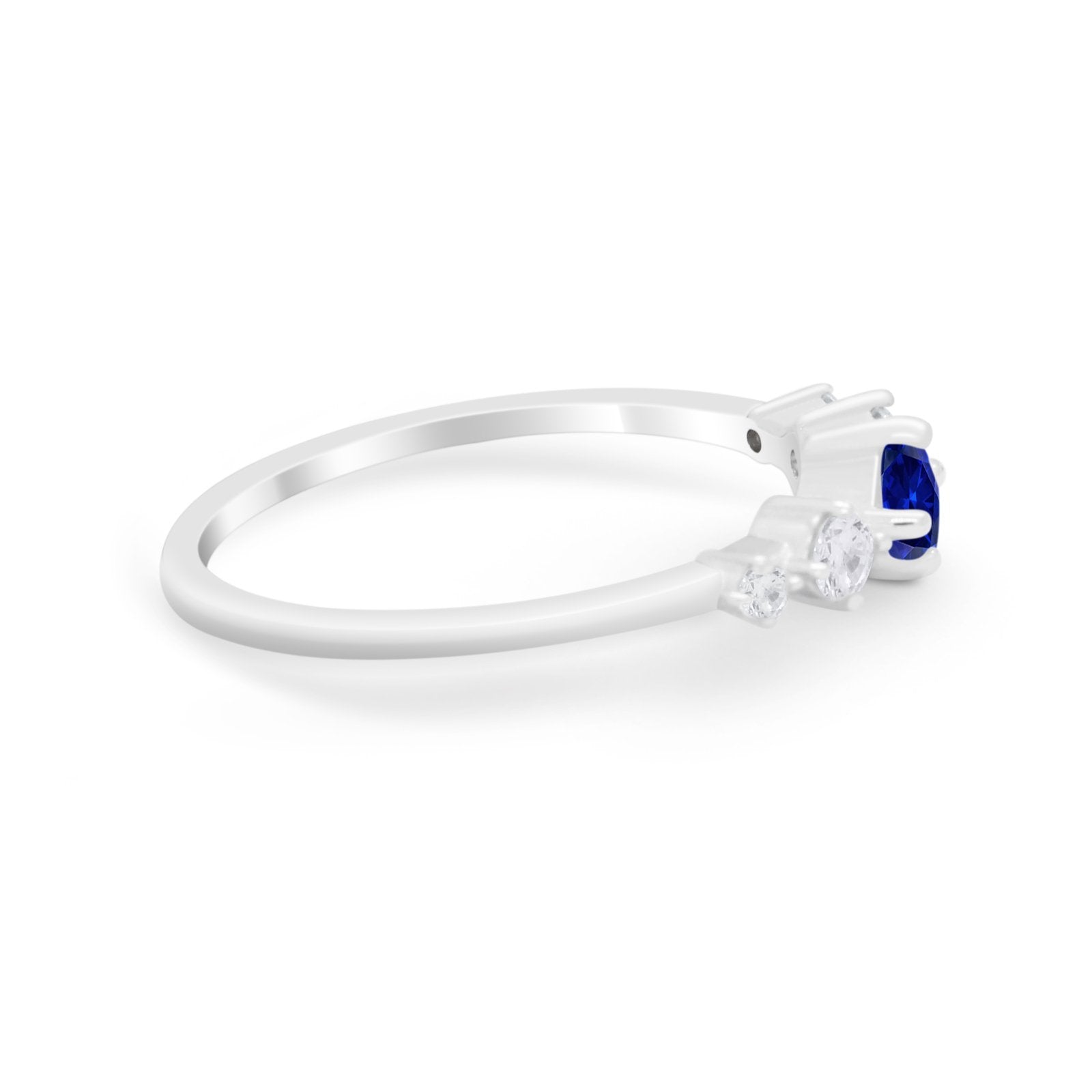 Petite Dainty Fashion Ring Round Simulated Cubic Zirconia 925 Sterling Silver