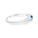 Petite Dainty Fashion Ring Round Simulated Cubic Zirconia 925 Sterling Silver