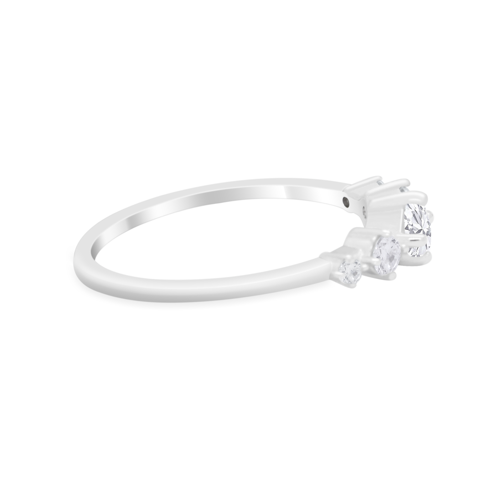 Petite Dainty Fashion Ring Round Simulated Cubic Zirconia 925 Sterling Silver