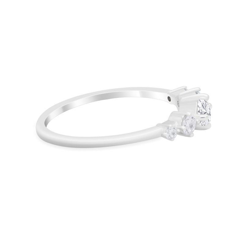 Petite Dainty Fashion Ring Round Simulated Cubic Zirconia 925 Sterling Silver