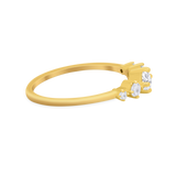 Petite Dainty Fashion Ring Round Simulated Cubic Zirconia 925 Sterling Silver
