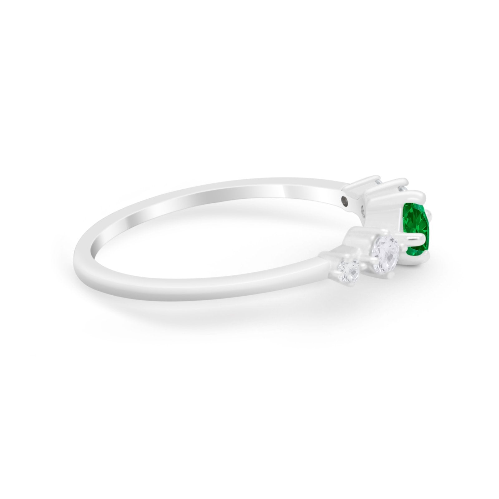 Petite Dainty Fashion Ring Round Simulated Cubic Zirconia 925 Sterling Silver