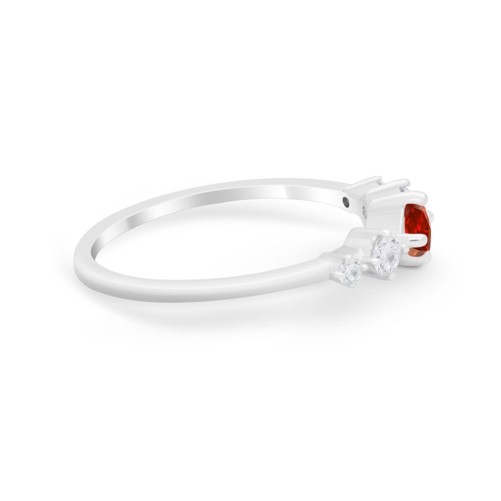 Petite Dainty Fashion Ring Round Simulated Cubic Zirconia 925 Sterling Silver