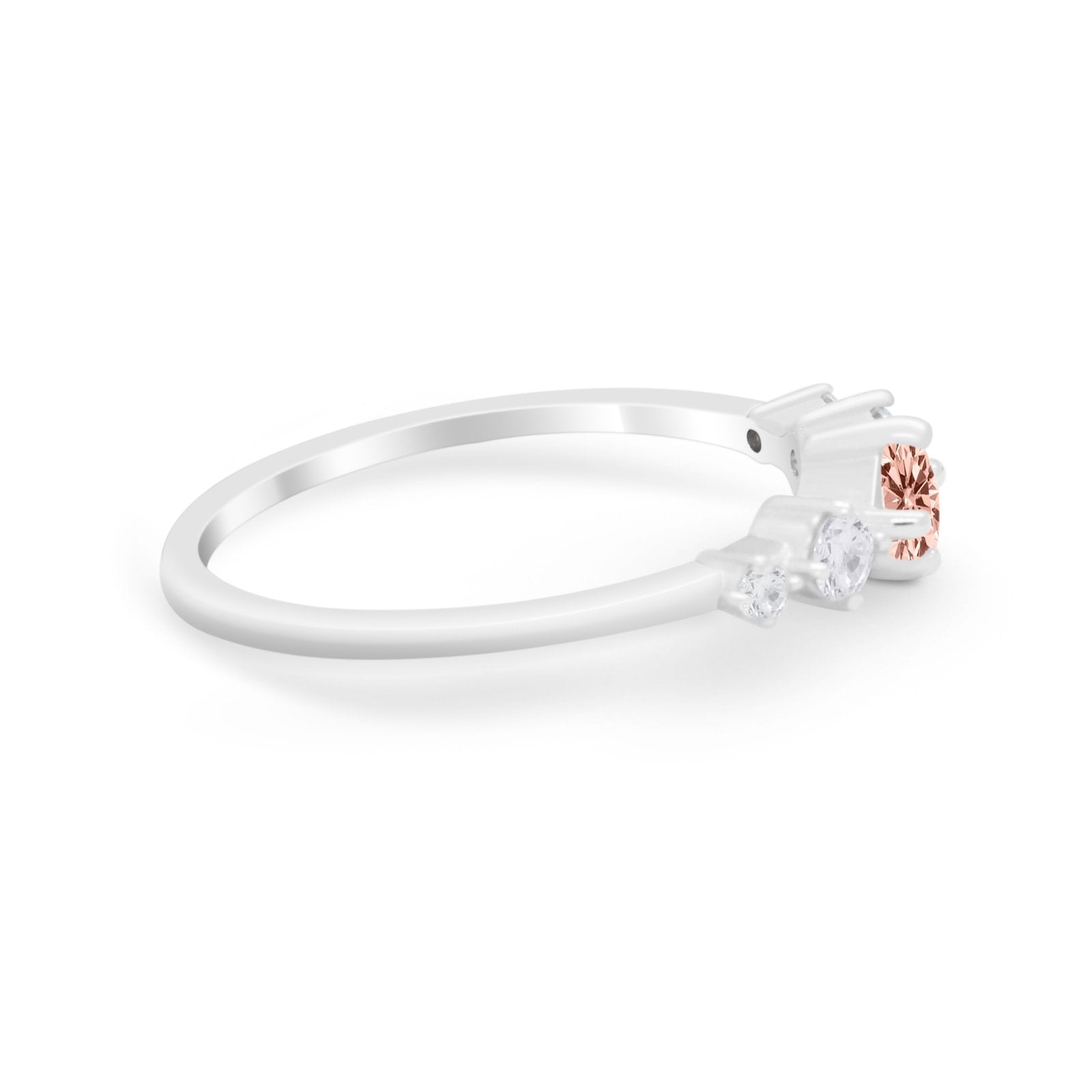 Petite Dainty Fashion Ring Round Simulated Cubic Zirconia 925 Sterling Silver