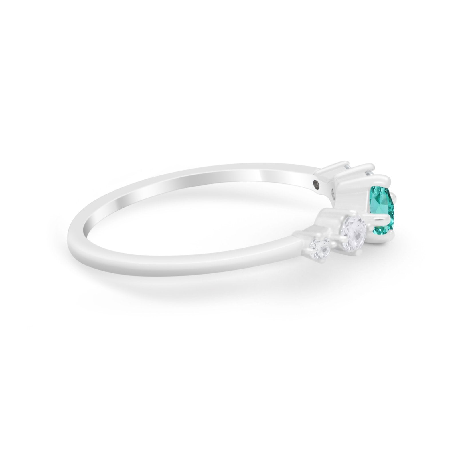 Petite Dainty Fashion Ring Round Simulated Cubic Zirconia 925 Sterling Silver