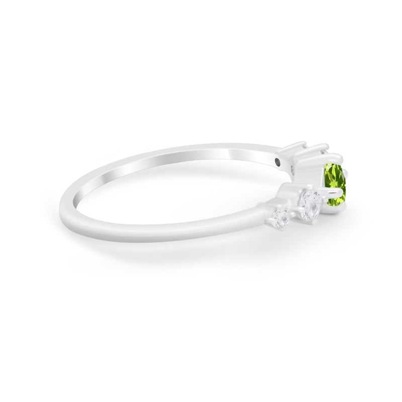 Petite Dainty Fashion Ring Round Simulated Cubic Zirconia 925 Sterling Silver