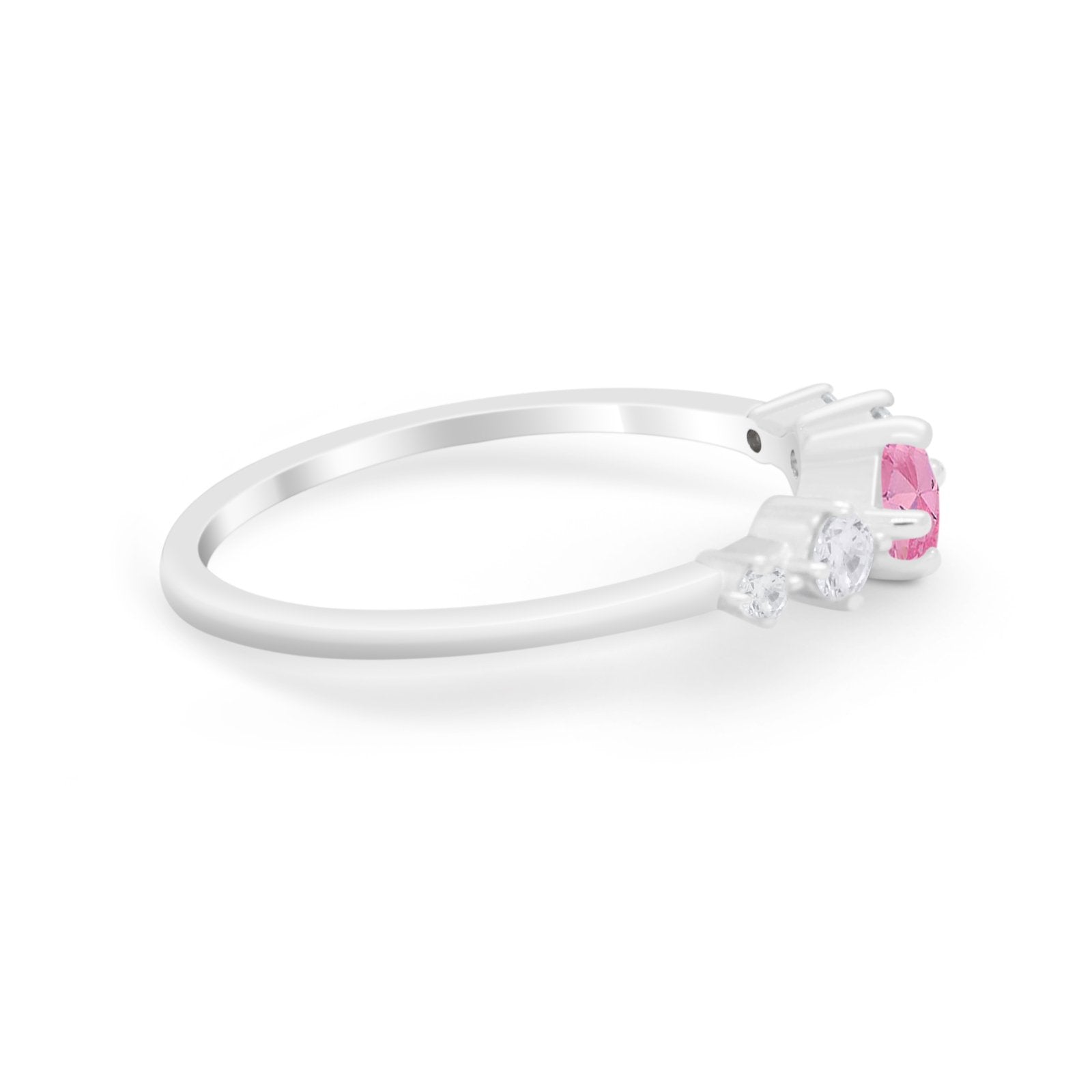 Petite Dainty Fashion Ring Round Simulated Cubic Zirconia 925 Sterling Silver