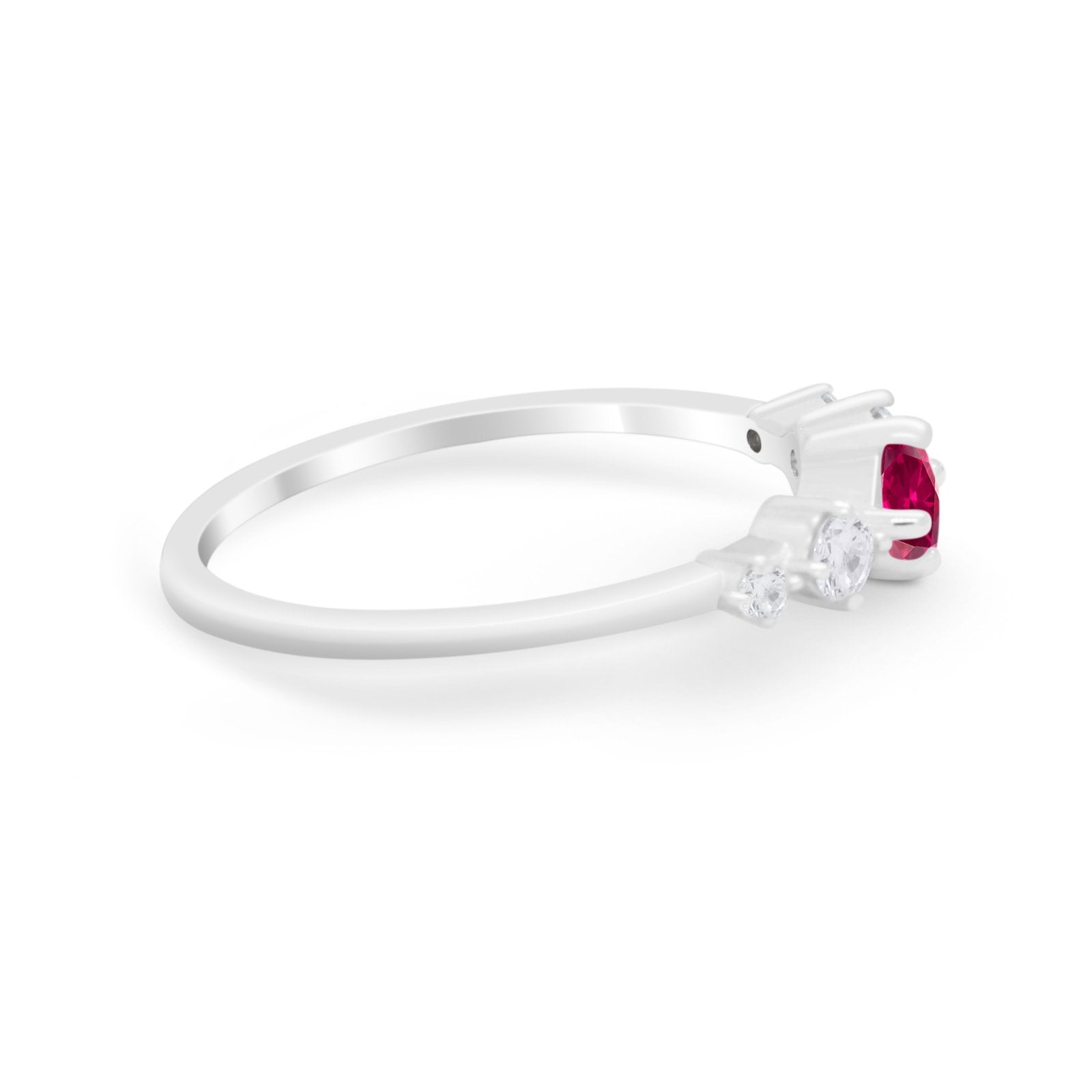 Petite Dainty Fashion Ring Round Simulated Cubic Zirconia 925 Sterling Silver