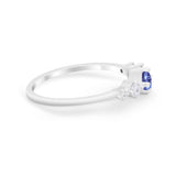 Petite Dainty Fashion Ring Round Simulated Cubic Zirconia 925 Sterling Silver