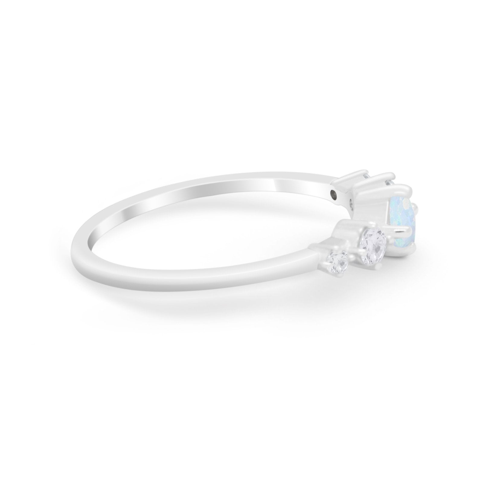 Petite Dainty Fashion Ring Round Simulated Cubic Zirconia 925 Sterling Silver