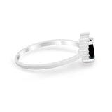 Petite Dainty Thumb Ring Round Simulated Cubic Zirconia 925 Sterling Silver