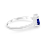 Petite Dainty Thumb Ring Round Simulated Cubic Zirconia 925 Sterling Silver