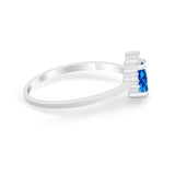 Petite Dainty Thumb Ring Round Simulated Cubic Zirconia 925 Sterling Silver