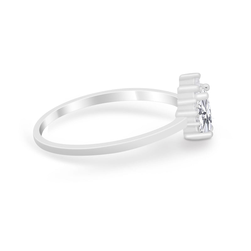 Petite Dainty Thumb Ring Round Simulated Cubic Zirconia 925 Sterling Silver