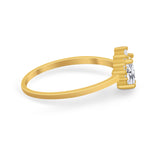 Petite Dainty Thumb Ring Round Simulated Cubic Zirconia 925 Sterling Silver