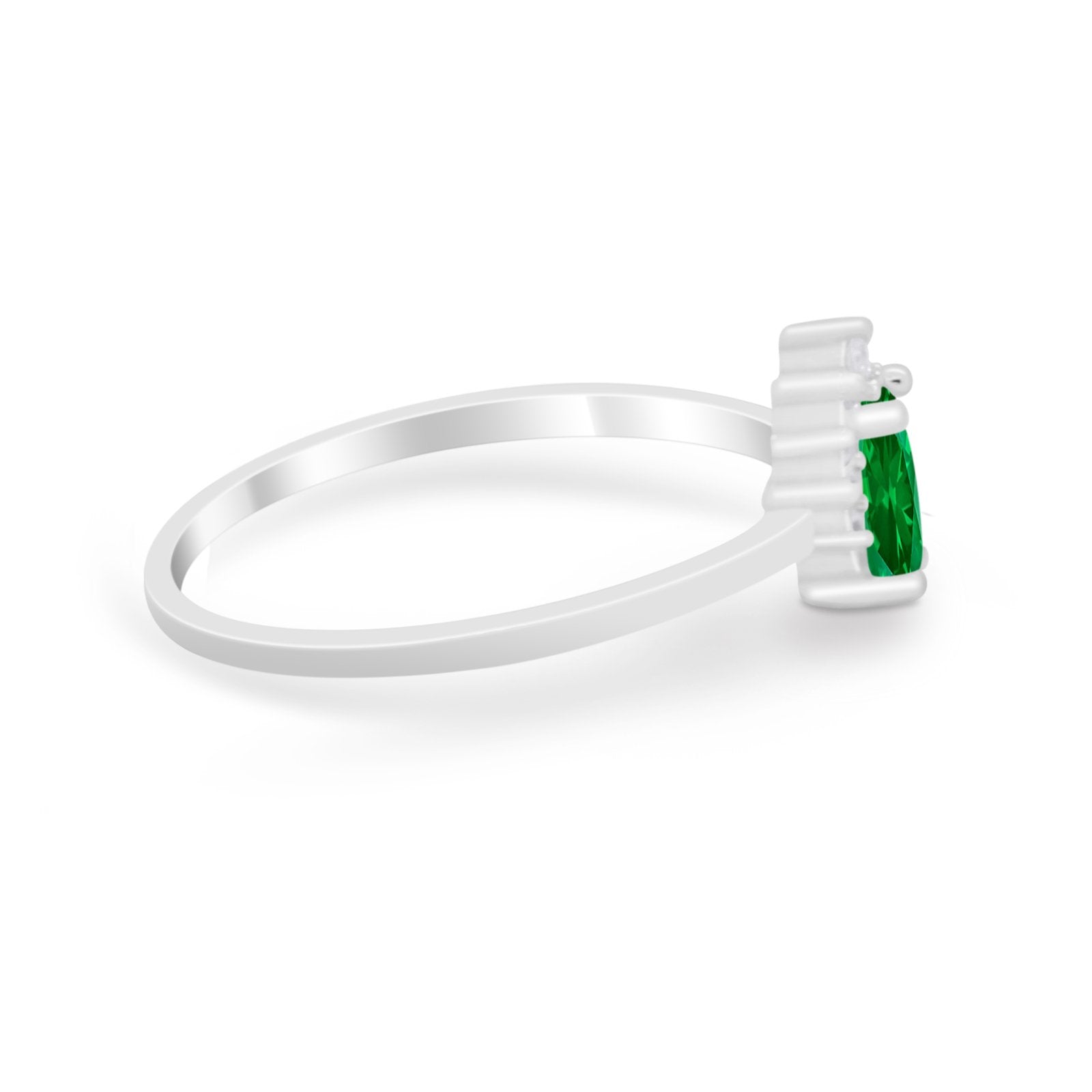 Petite Dainty Thumb Ring Round Simulated Cubic Zirconia 925 Sterling Silver