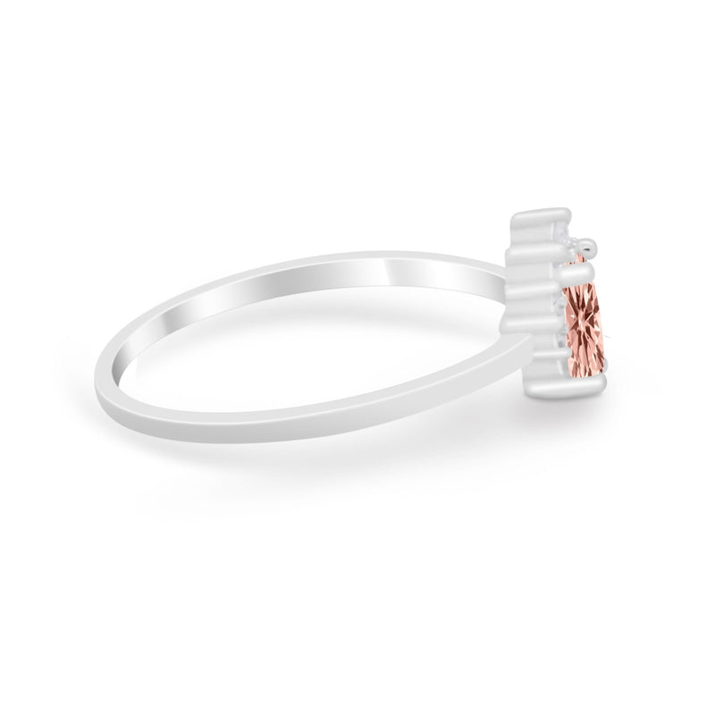Petite Dainty Thumb Ring Round Simulated Cubic Zirconia 925 Sterling Silver