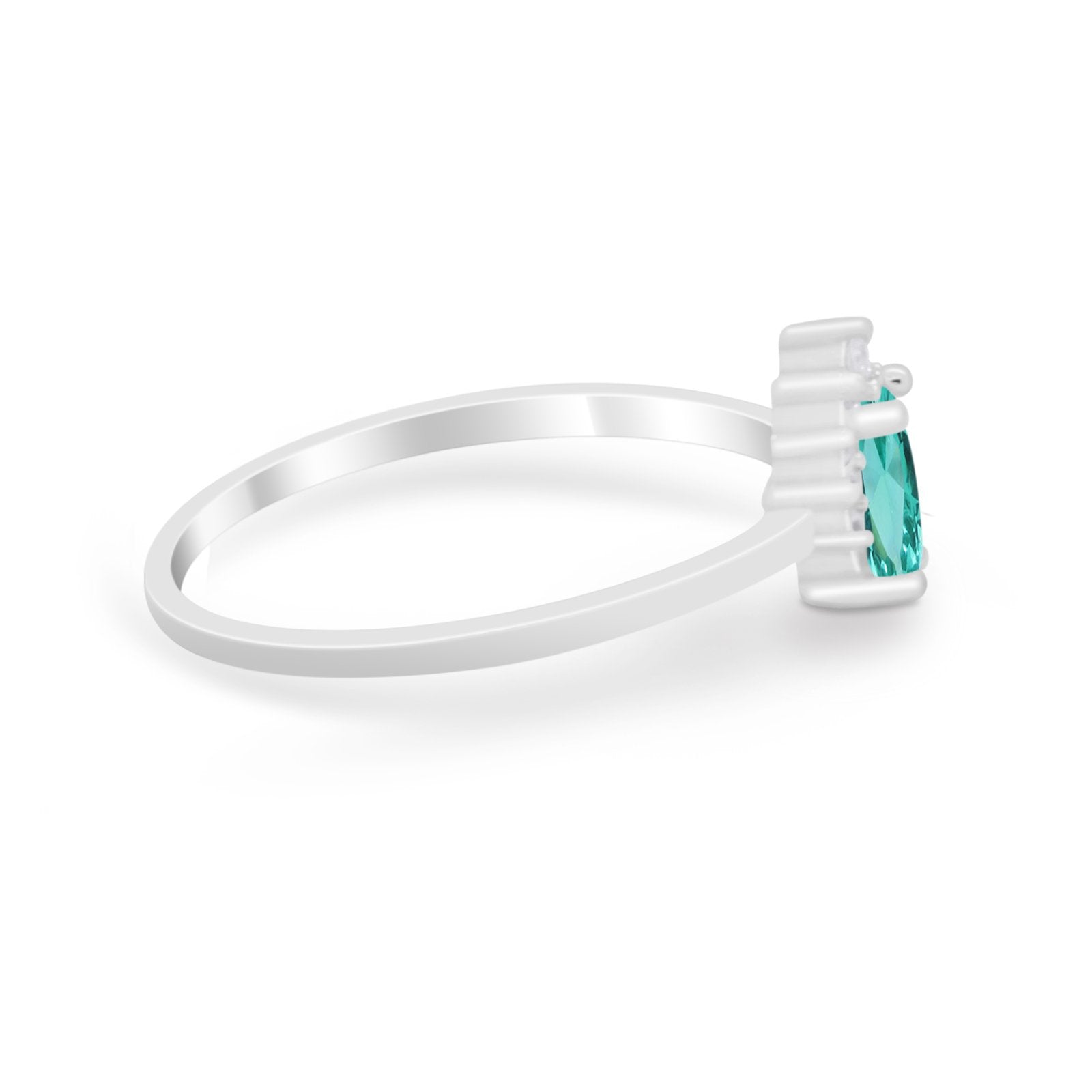 Petite Dainty Thumb Ring Round Simulated Cubic Zirconia 925 Sterling Silver