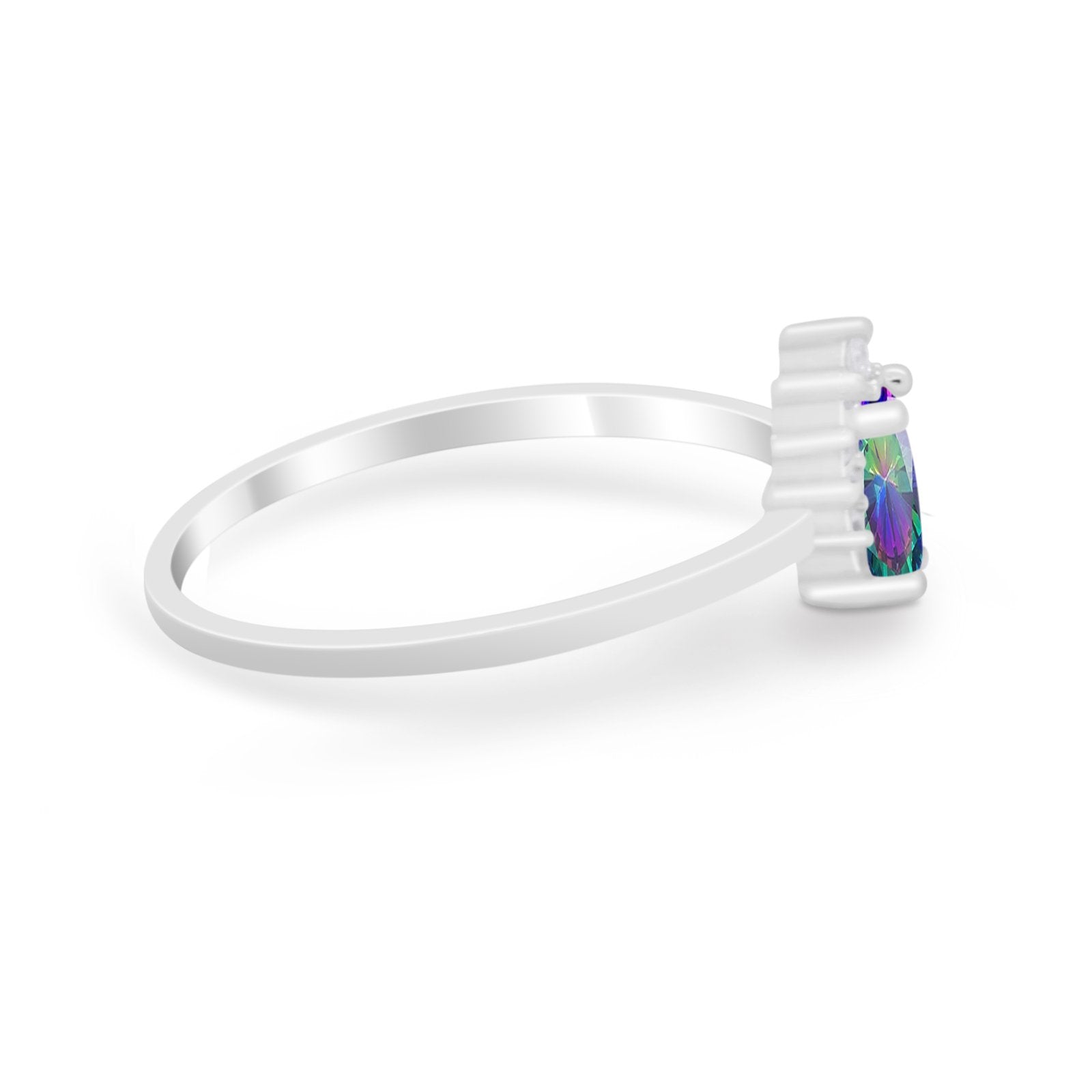 Petite Dainty Thumb Ring Round Simulated Cubic Zirconia 925 Sterling Silver