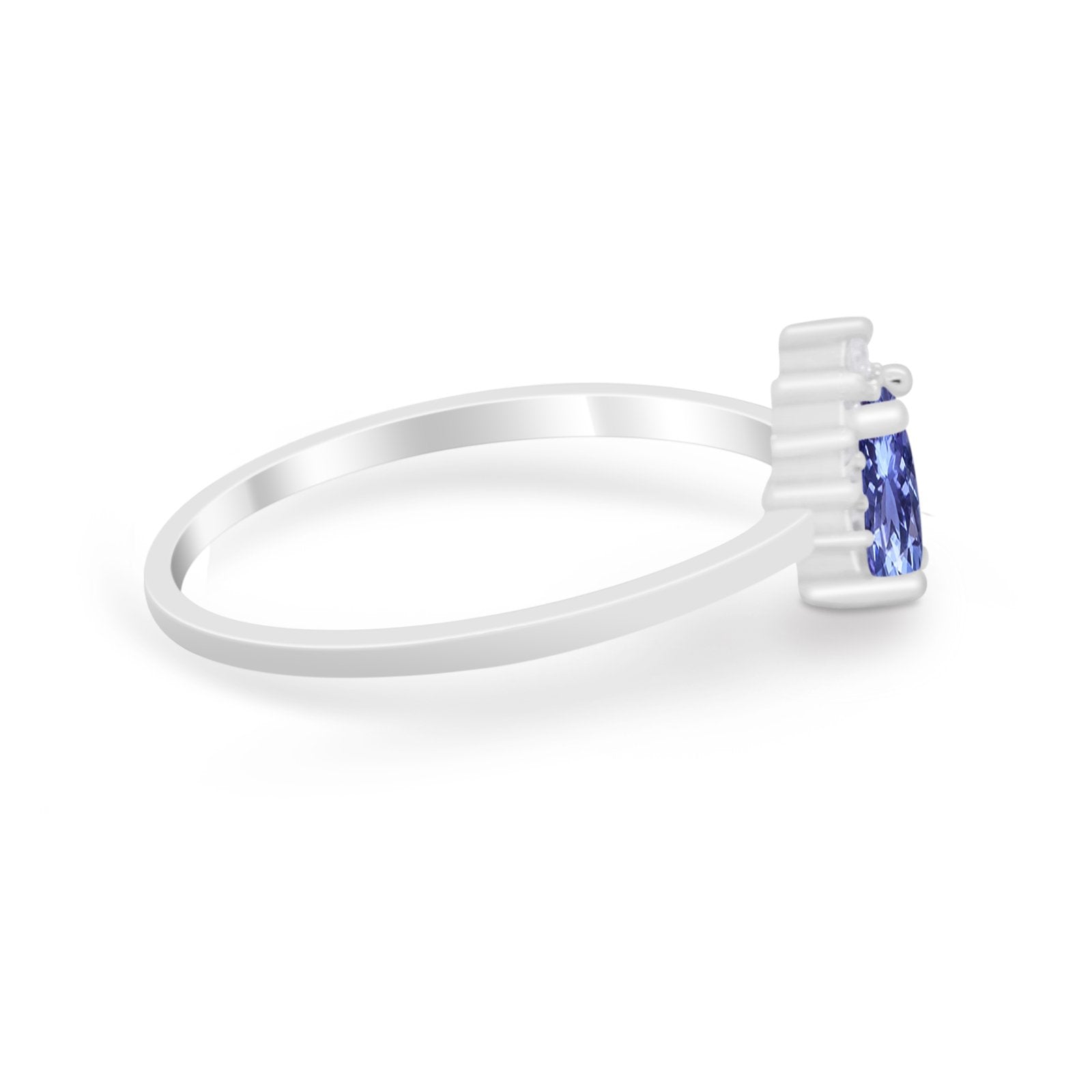 Petite Dainty Thumb Ring Round Simulated Cubic Zirconia 925 Sterling Silver