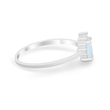 Petite Dainty Thumb Ring Round Simulated Cubic Zirconia 925 Sterling Silver