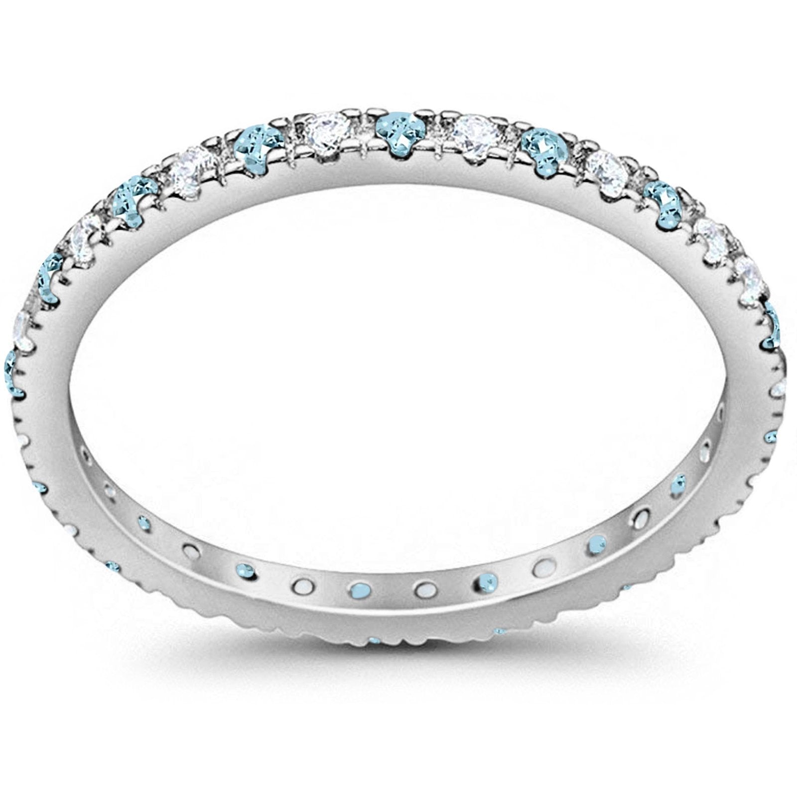 Eternity Wedding Art Deco Round Ring Simulated Cubic Zirconia 925 Sterling Silver