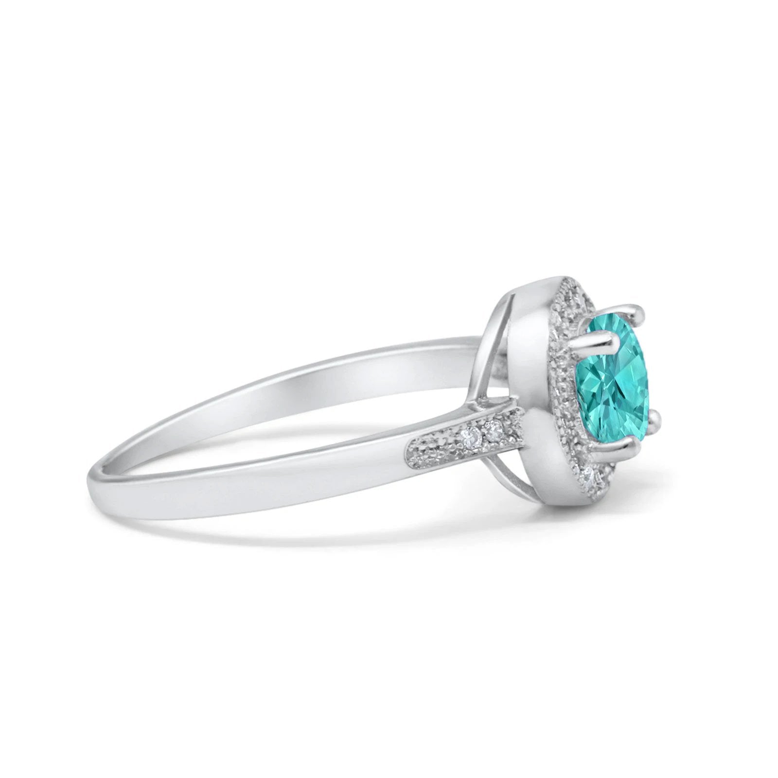Halo Art Deco Wedding Ring Simulated Cubic Zirconia 925 Sterling Silver
