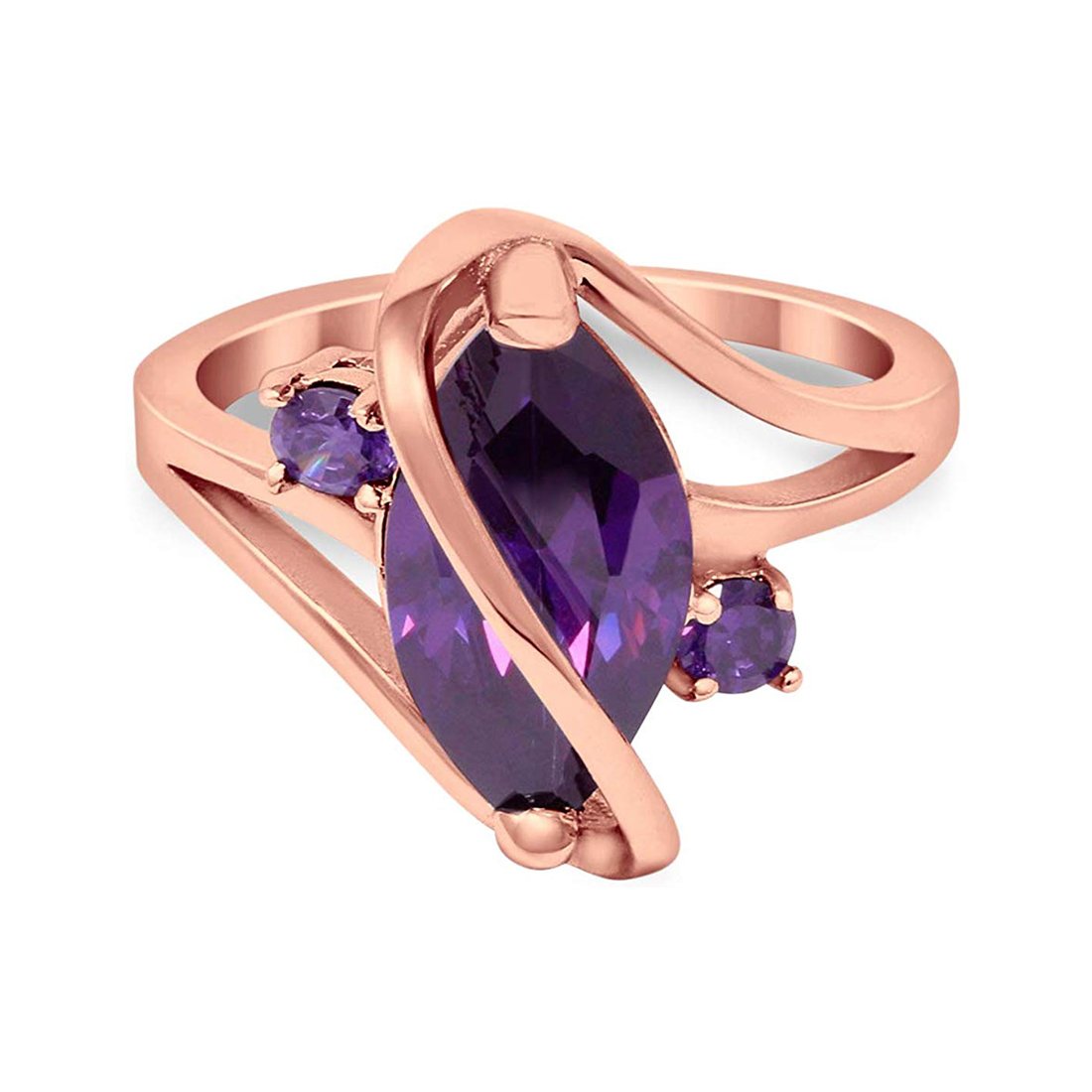 Swirl Fashion Ring Marquise Round Simulated Cubic Zirconia 925 Sterling Silver