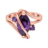 Swirl Fashion Ring Marquise Round Simulated Cubic Zirconia 925 Sterling Silver