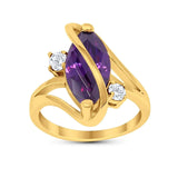 Swirl Fashion Ring Marquise Round Simulated Cubic Zirconia 925 Sterling Silver