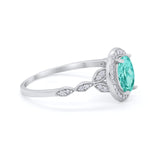Vintage Style Oval Wedding Ring Simulated Cubic Zirconia 925 Sterling Silver
