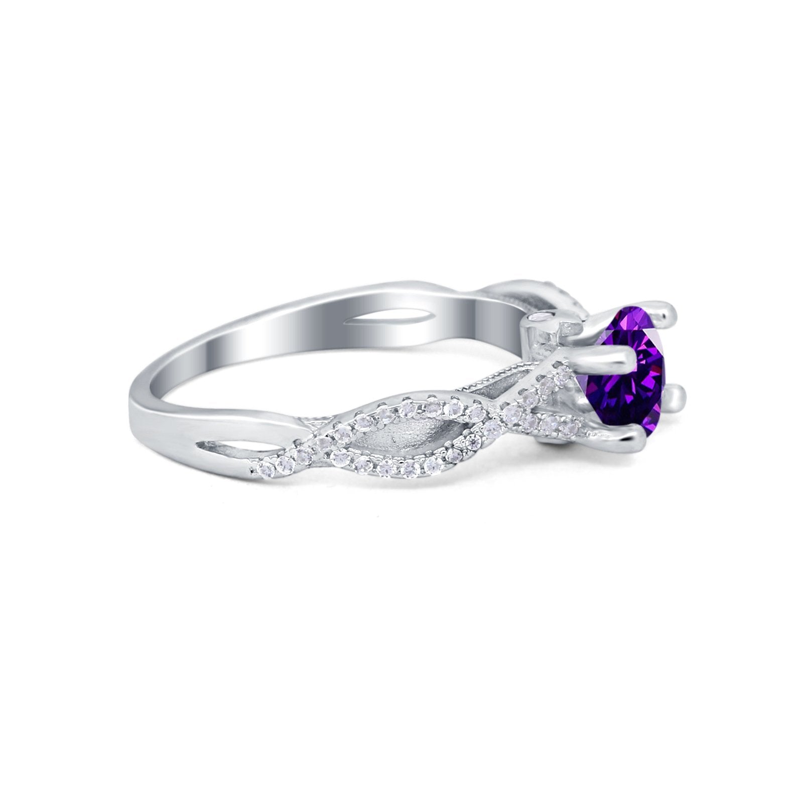 Twisted Shank Infinity Wedding Ring Round Cubic Zirconia 925 Sterling Silver